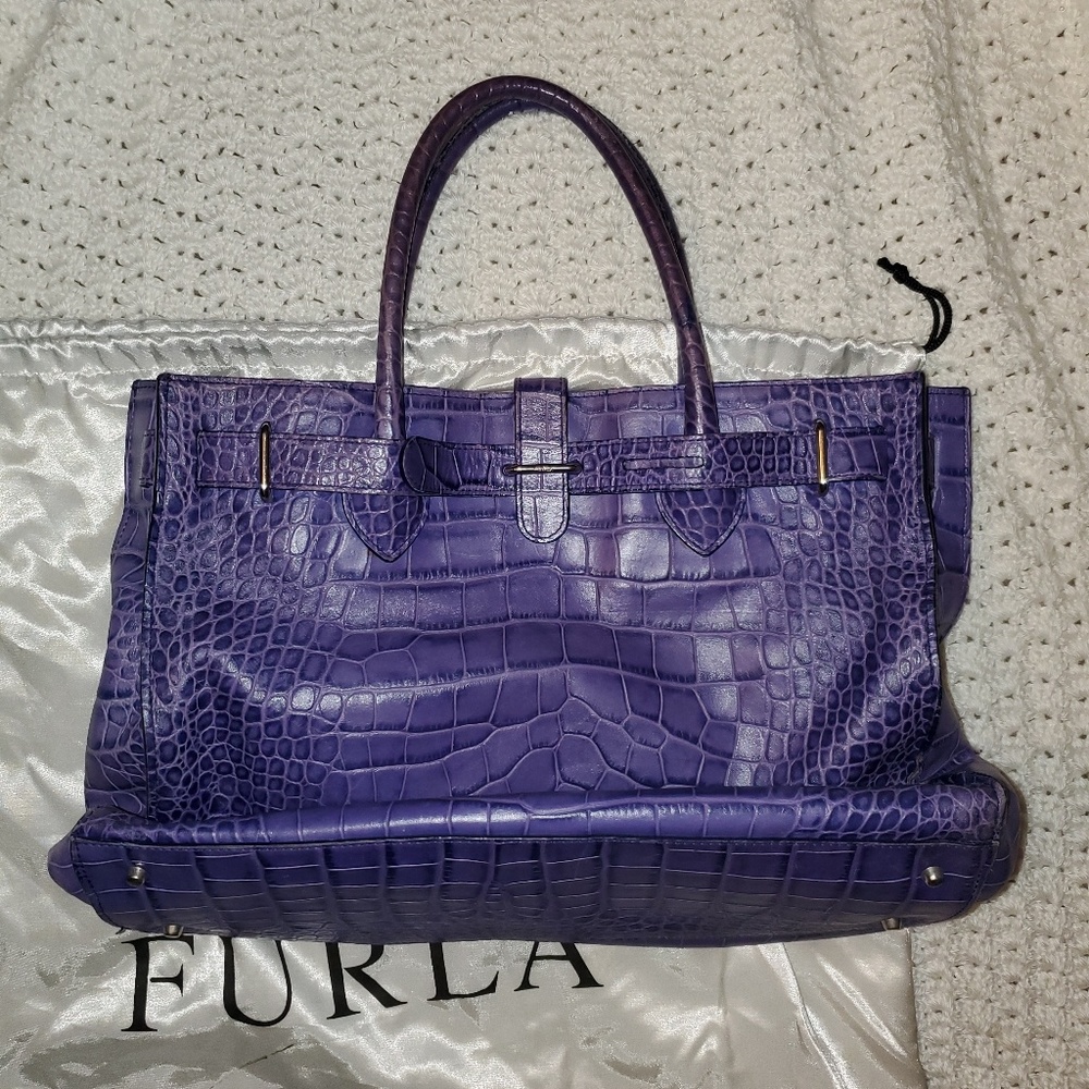 Furla leather bag ostrich embossed leather